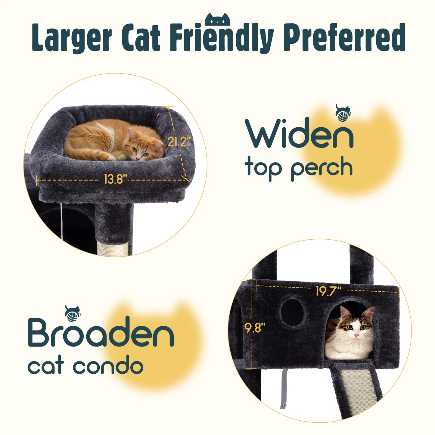 Hoomic Large Cat Tree Tower With Plush Perches And Condo