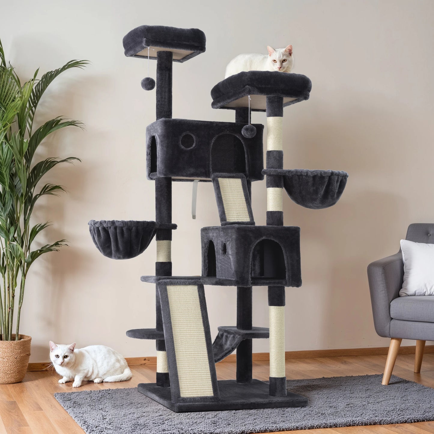 Hoomic Three Level Cat Tree Tower Cat Condo With Baskets
