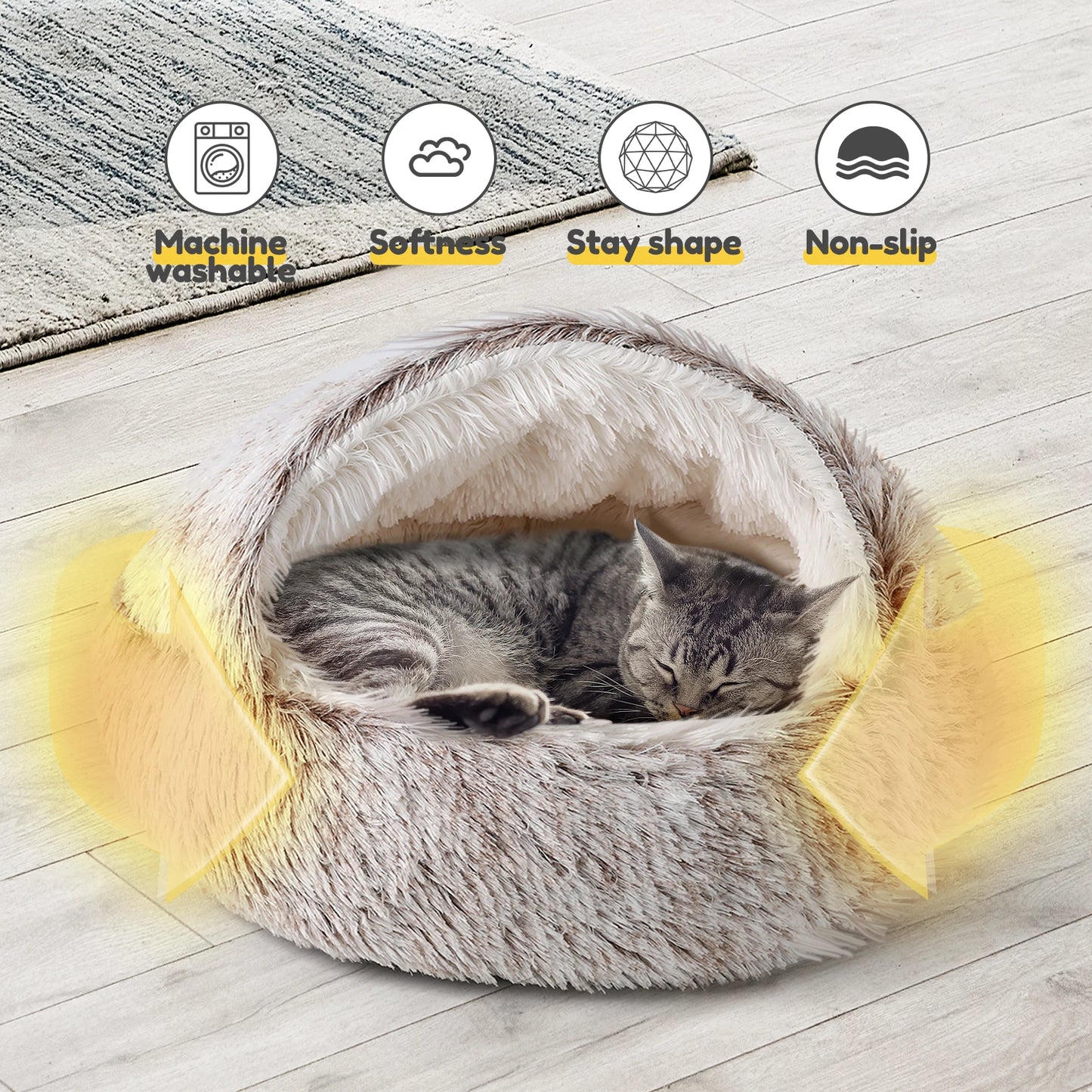 Soft Semi Enclosed Cat Bed Nest Cozy For Small Pets