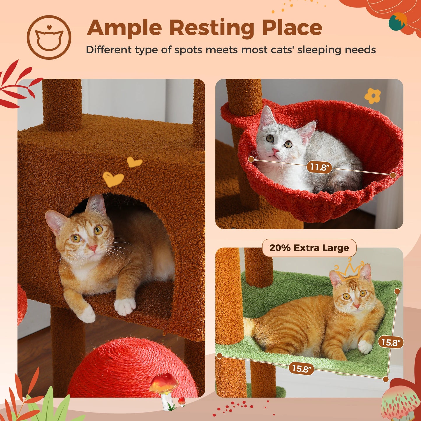 PAWZ Road Floor To Ceiling Cat Tree With Hammock Premium