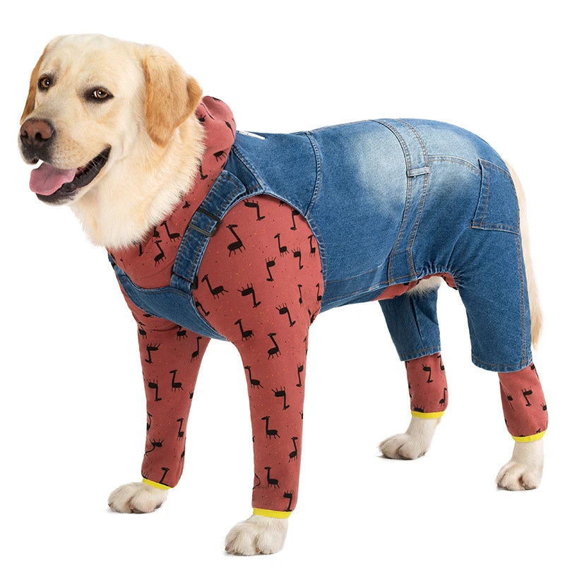 Denim Overalls For Dogs Adjustable Reflective Straps