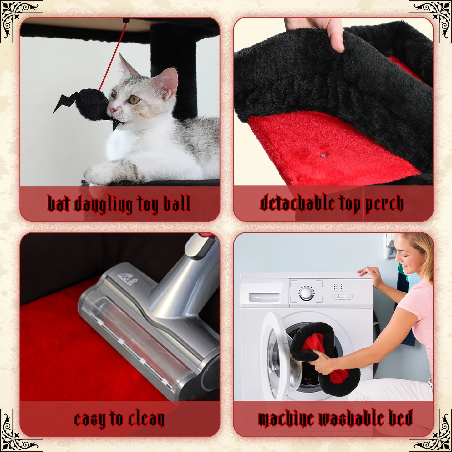 PAWZ Road Gothic Cat Tree Indoor Tall Tower With Hammock