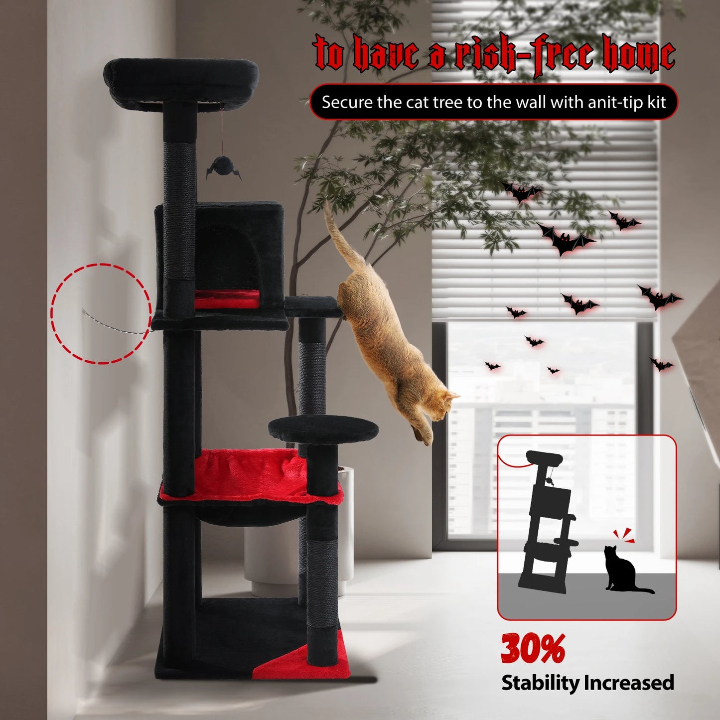 PAWZ Road Gothic Cat Tree Indoor Cat Tower With Hammock