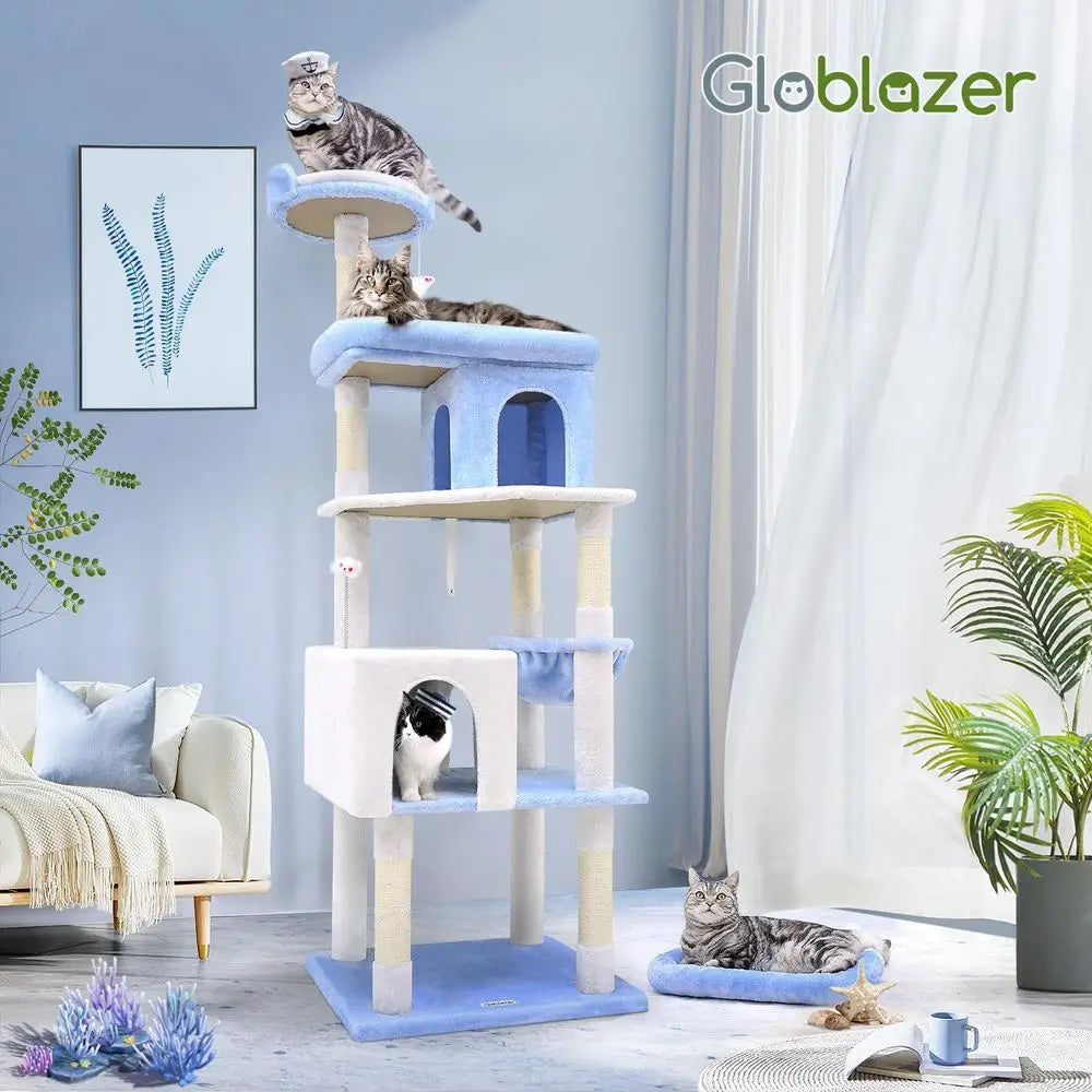 Cat Tree With Six Posts And Hammock For Heavy Cats