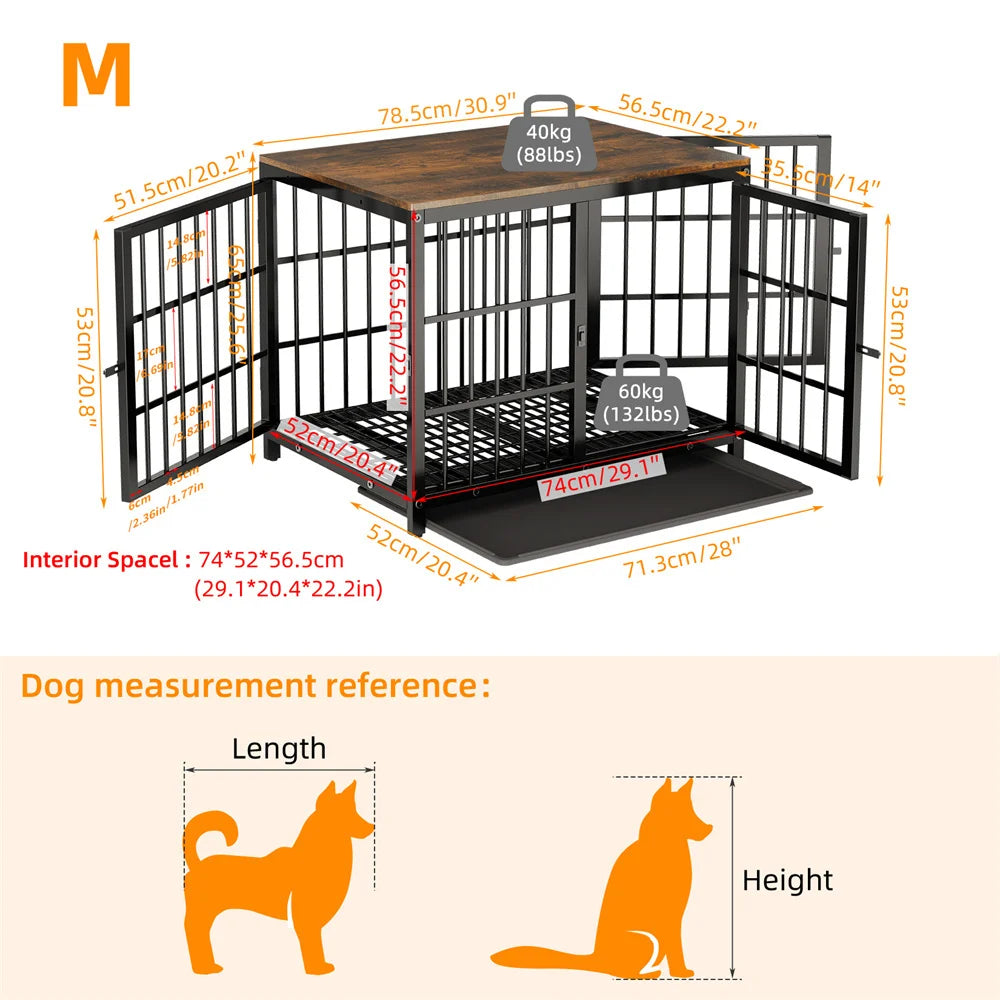 BORWARTH Wooden Dog Crate End Table Kennel Lattice Doors