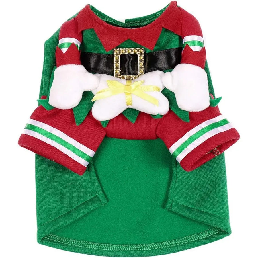 High Concerned Chemical Dog Cat Christmas Elf Costume With Hat