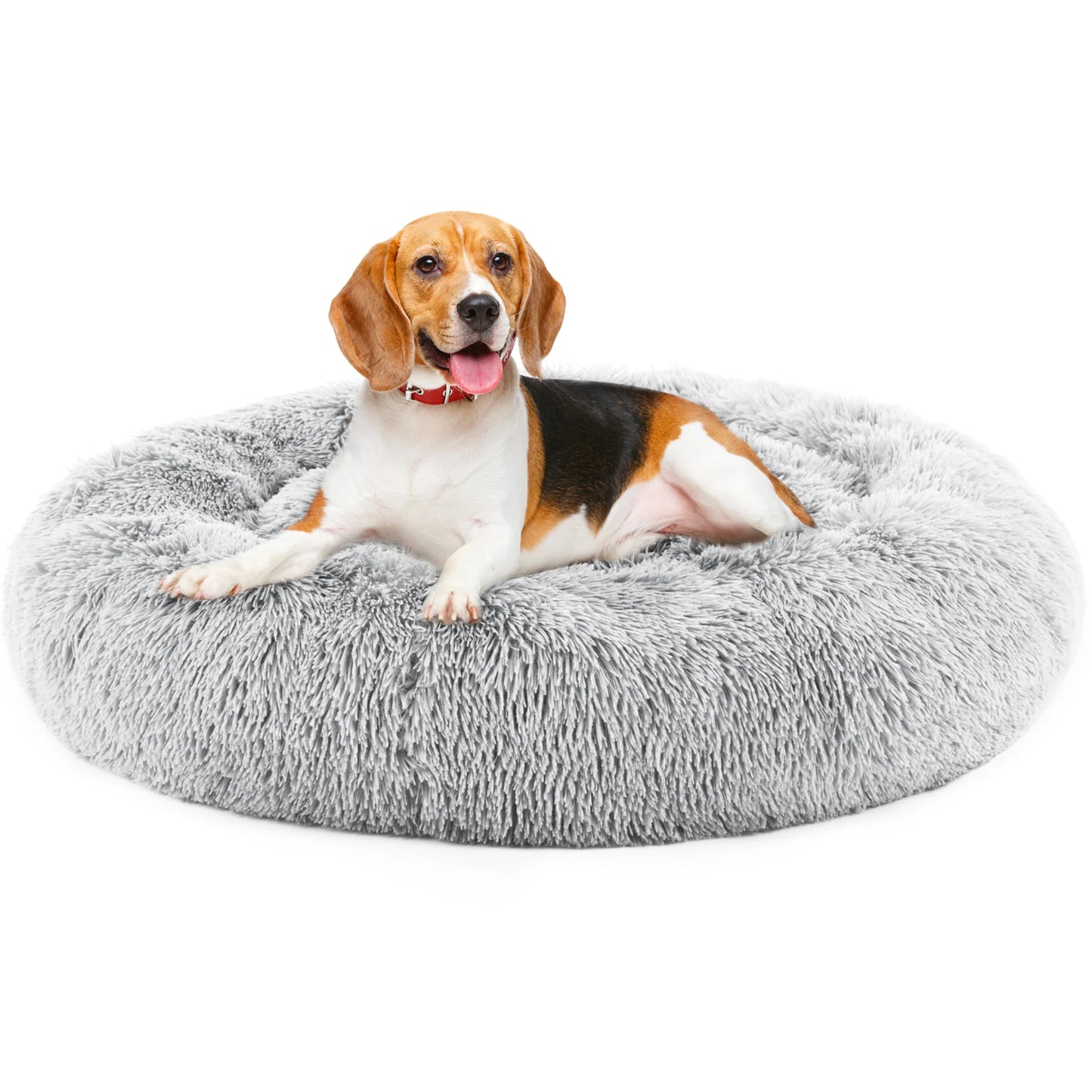 JHK Calming Dog Bed Roundish Plush Faux Fur Non Slip