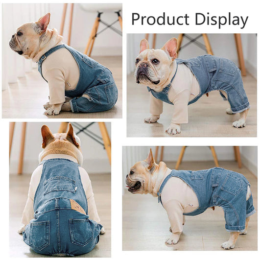 Dog Outfits Denim Jumpsuit For Dogs And Cats Apparel