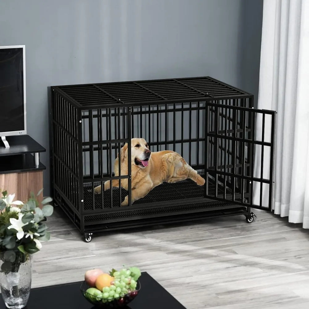 RBX Heavy Duty Rugged Dog Crate With Lockable Wheels