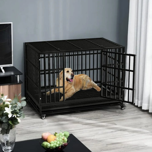 RBX Heavy Duty Rugged Dog Crate With Lockable Wheels