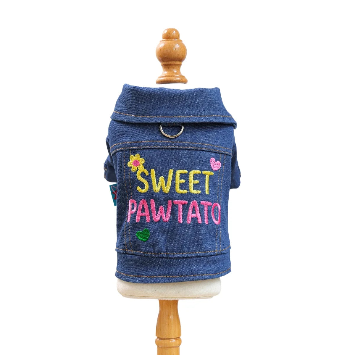 Shanghai Denim Jacket For Dogs Letter Print Cozy Pet Wear