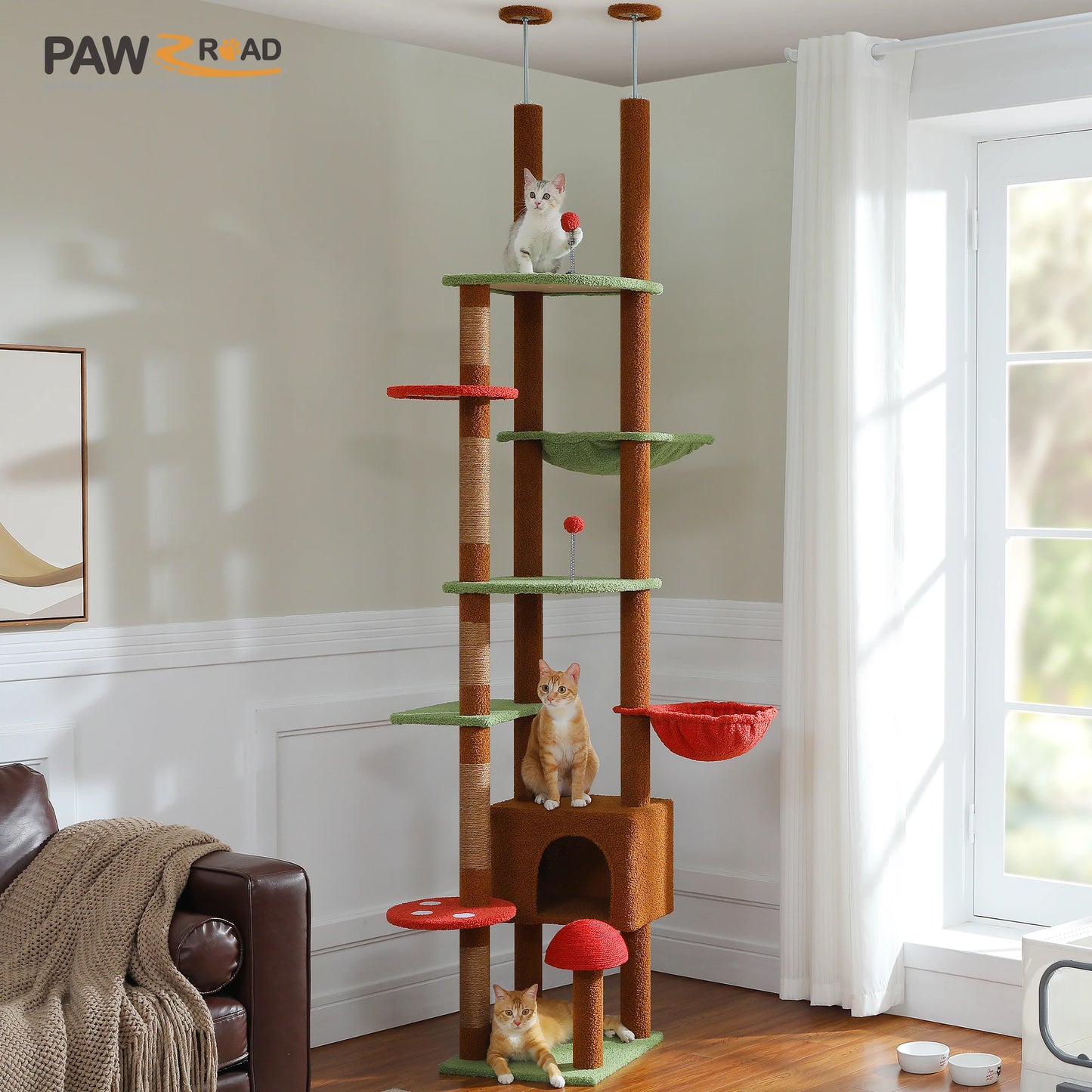 PAWZ Road Floor To Ceiling Cat Tree With Hammock Premium