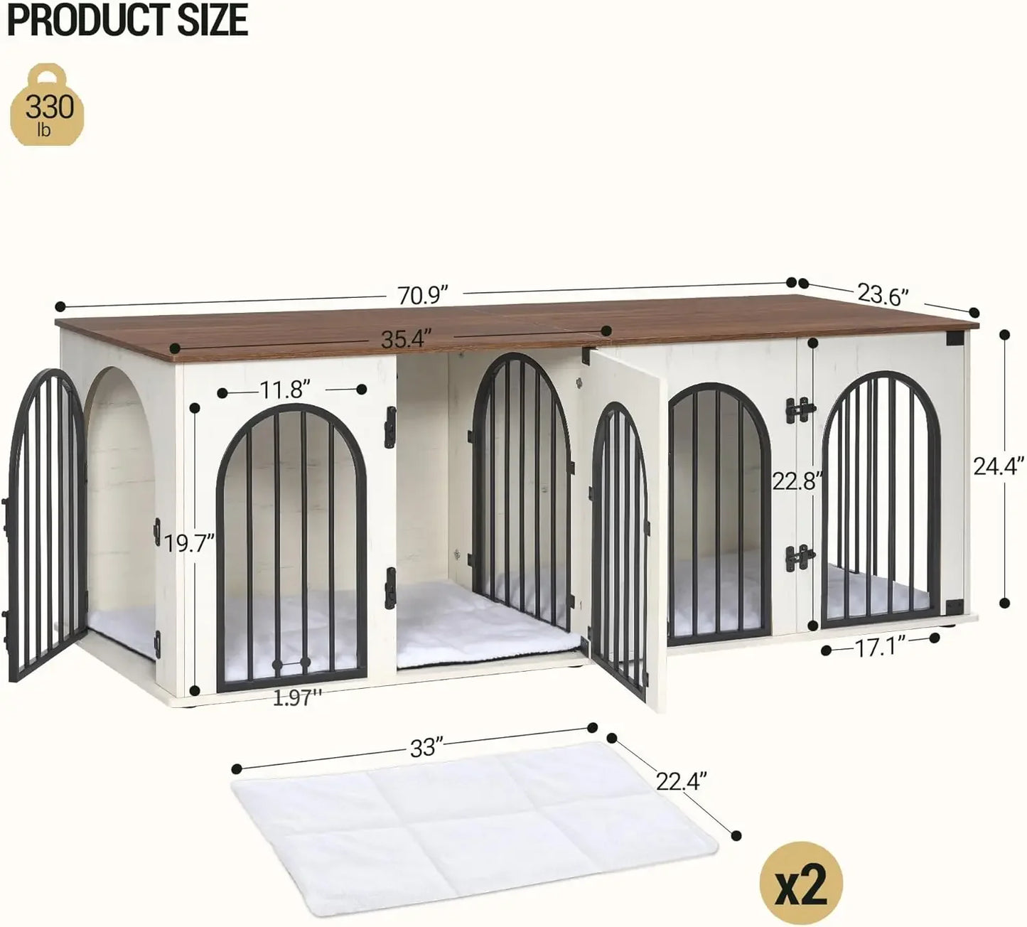 XMSJ Dog Crate Furniture Heavy Duty Kennels With Divider