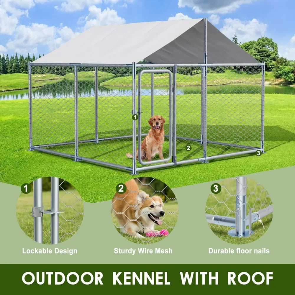 Guangbai Outdoor Large Dog Kennel Enclosure With Roof