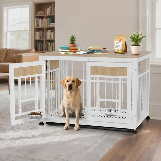 ANGDUO Heavy Duty Dog Crate And End Table For Large Dogs