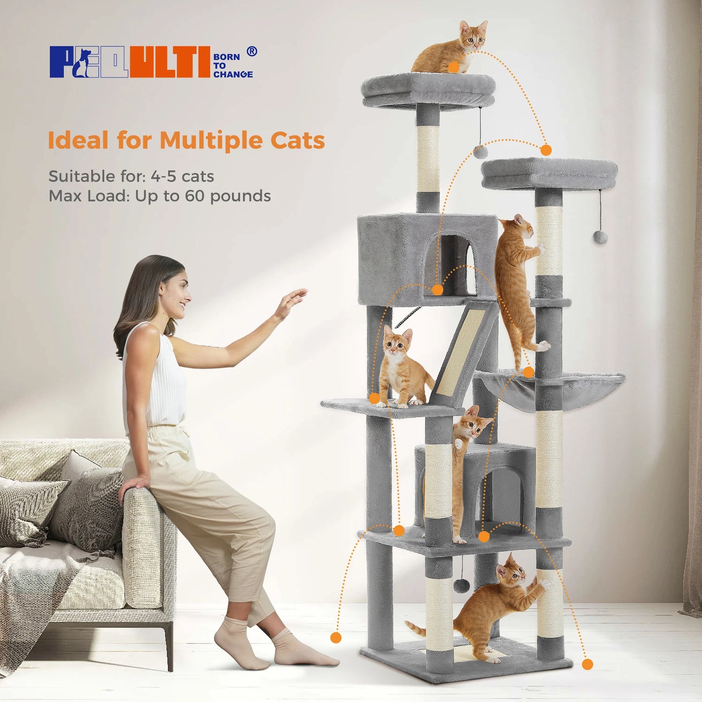 PAWZ Road Deluxe Cat Tree Multi Level Plush Condo Oasis
