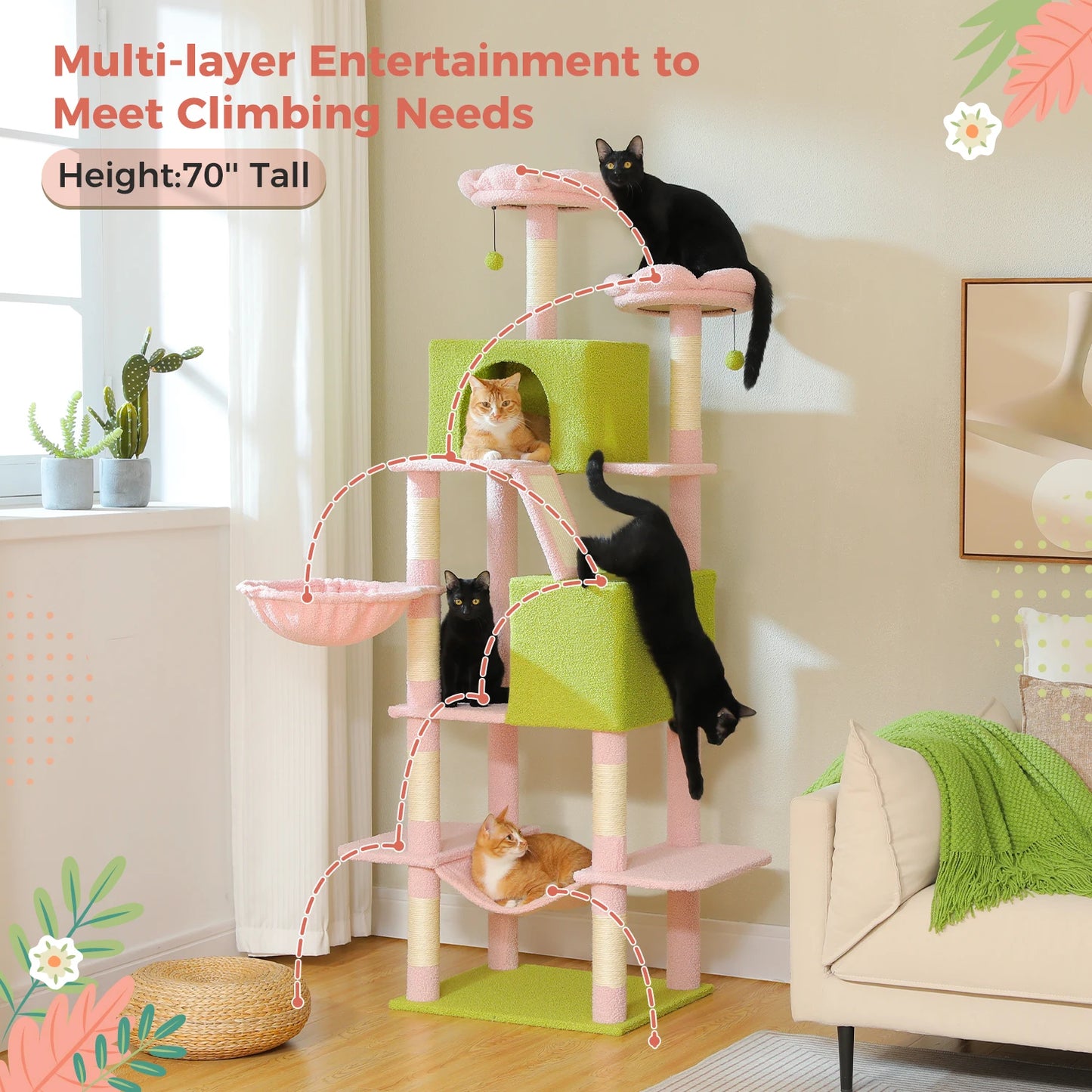 PAWZ Road Multi Level Cat Tree Indoor Tall Tower 5 Levels