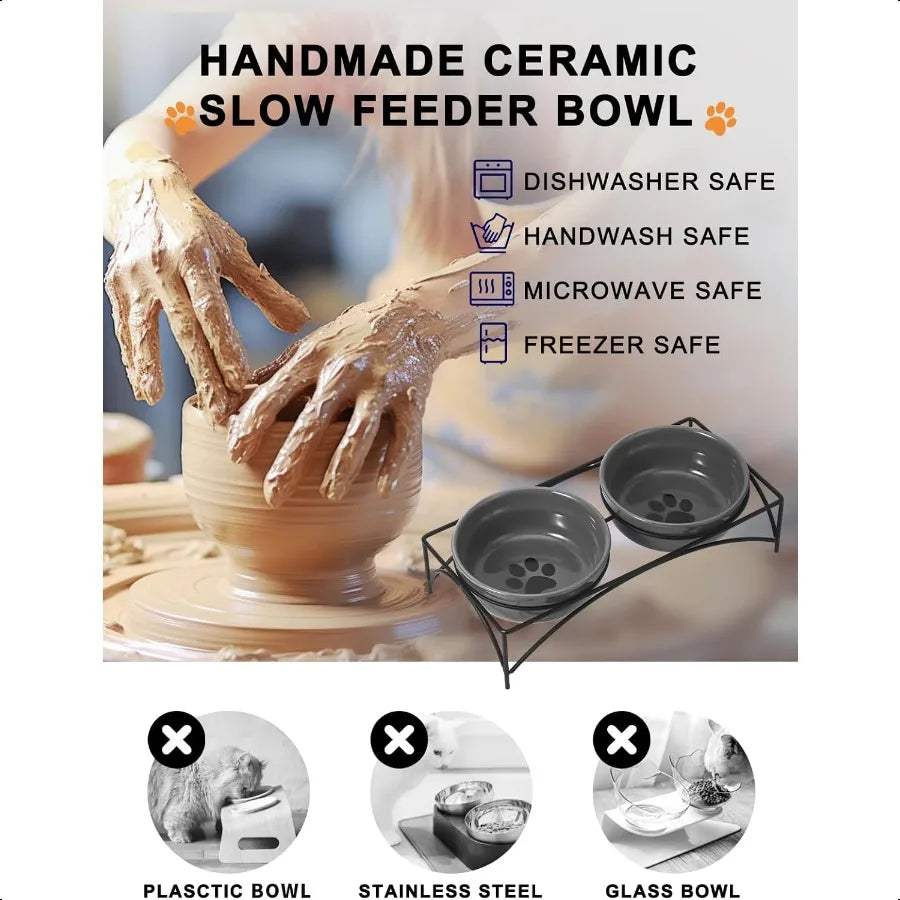 Hign-concerned Ceramic Raised Pet Bowls for Food and Water