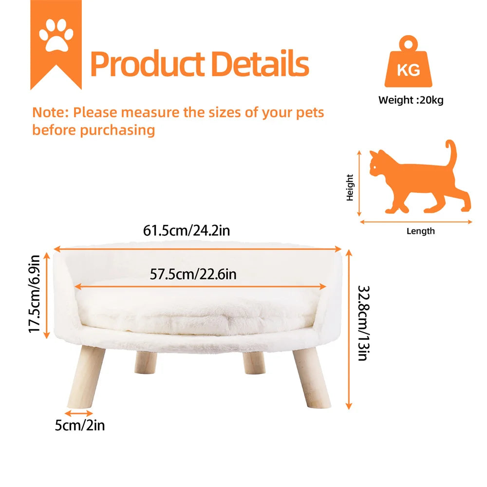 BORWARTCN Ultra Soft Elevated Dog Cat Sofa Bed Cushion