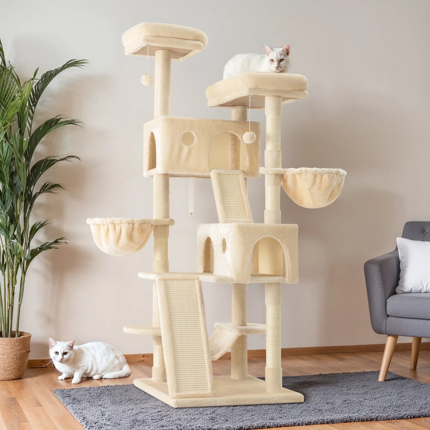 Hoomic Three Level Cat Tree Tower Cat Condo With Baskets