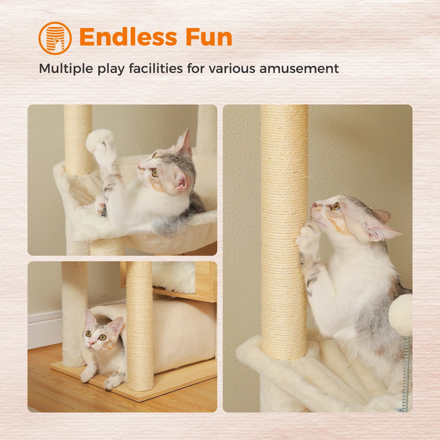 PAWZ Road Floor To Ceiling Cat Tree With Scratching Posts