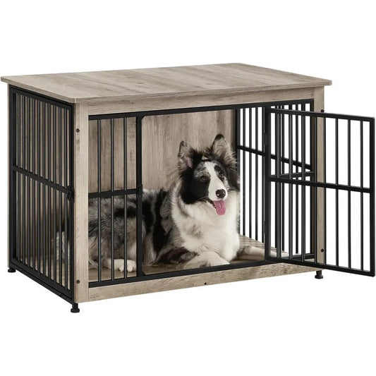 Hign-concerned Heavy Duty Dog Crate Furniture Double Door