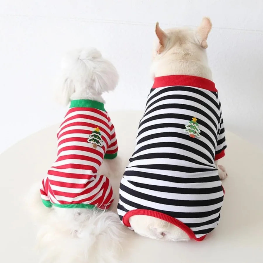 Guangdong Soft Cotton Dog Pajamas All Seasons Striped Jumpsuit