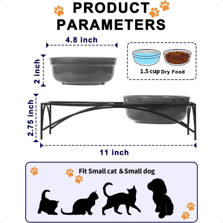 Hign-concerned Ceramic Raised Pet Bowls for Food and Water