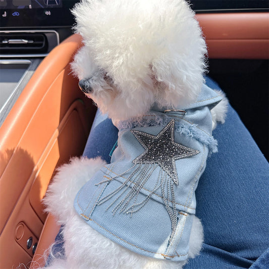 Guangdong Pet Denim Jacket Vest Costume Classic Jean Coat