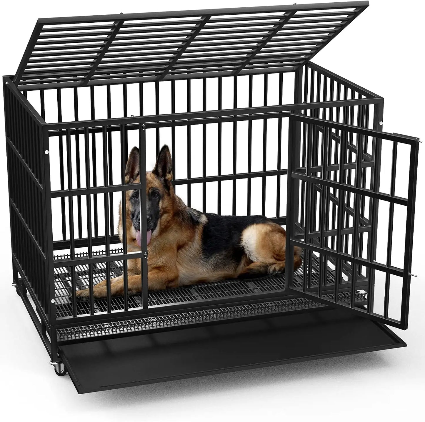 RBX Heavy Duty Rugged Dog Crate With Lockable Wheels