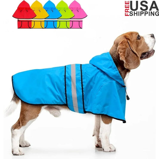 Hign-concerned Hooded Reflective Dog Raincoat Waterproof