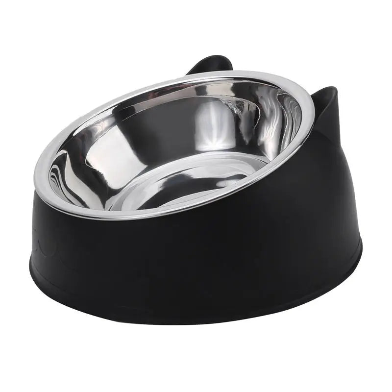 Creative Inclined Stainless Steel Cat Food And Water Feeder For Puppies
