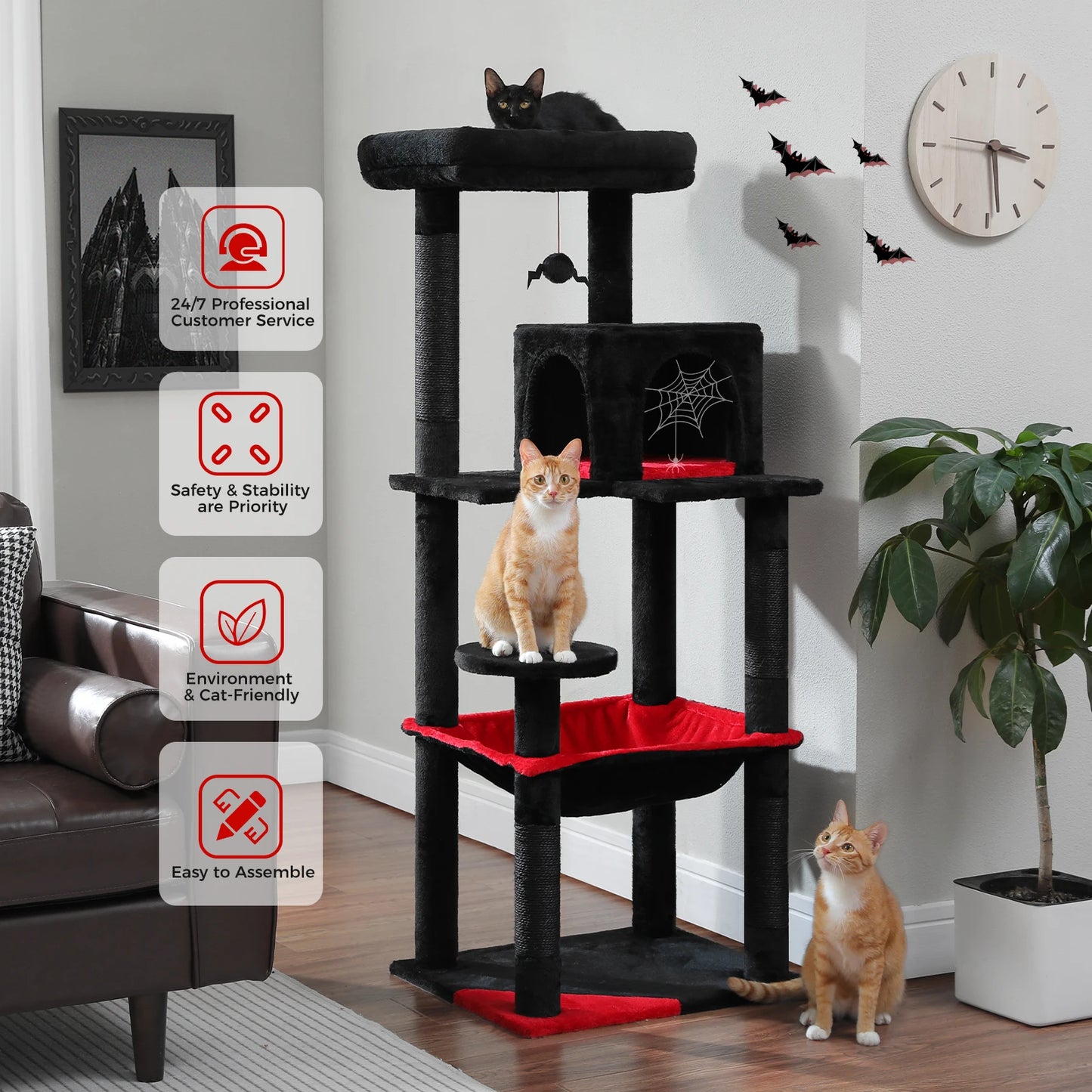 PAWZ Road Gothic Cat Tree Indoor Cat Tower With Hammock
