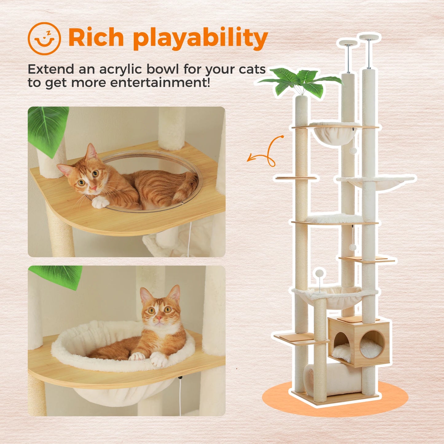 PAWZ Road Floor To Ceiling Cat Tree With Scratching Posts
