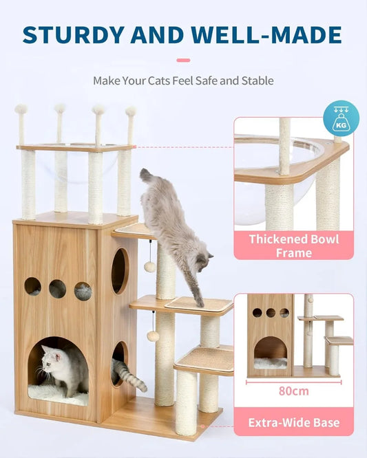 Hign Concerned Modern Cat Tree For Large Cats Wood Tower