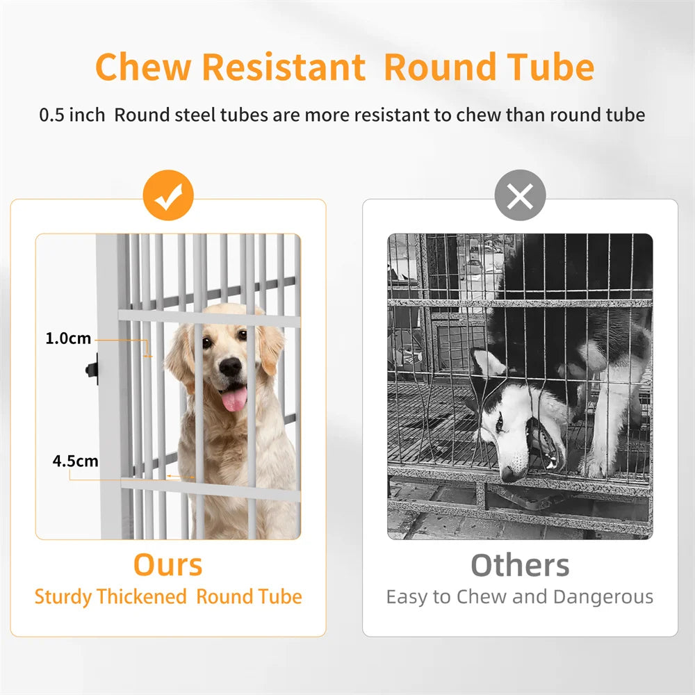 BORWARTH Wooden Dog Crate End Table Kennel Lattice Doors