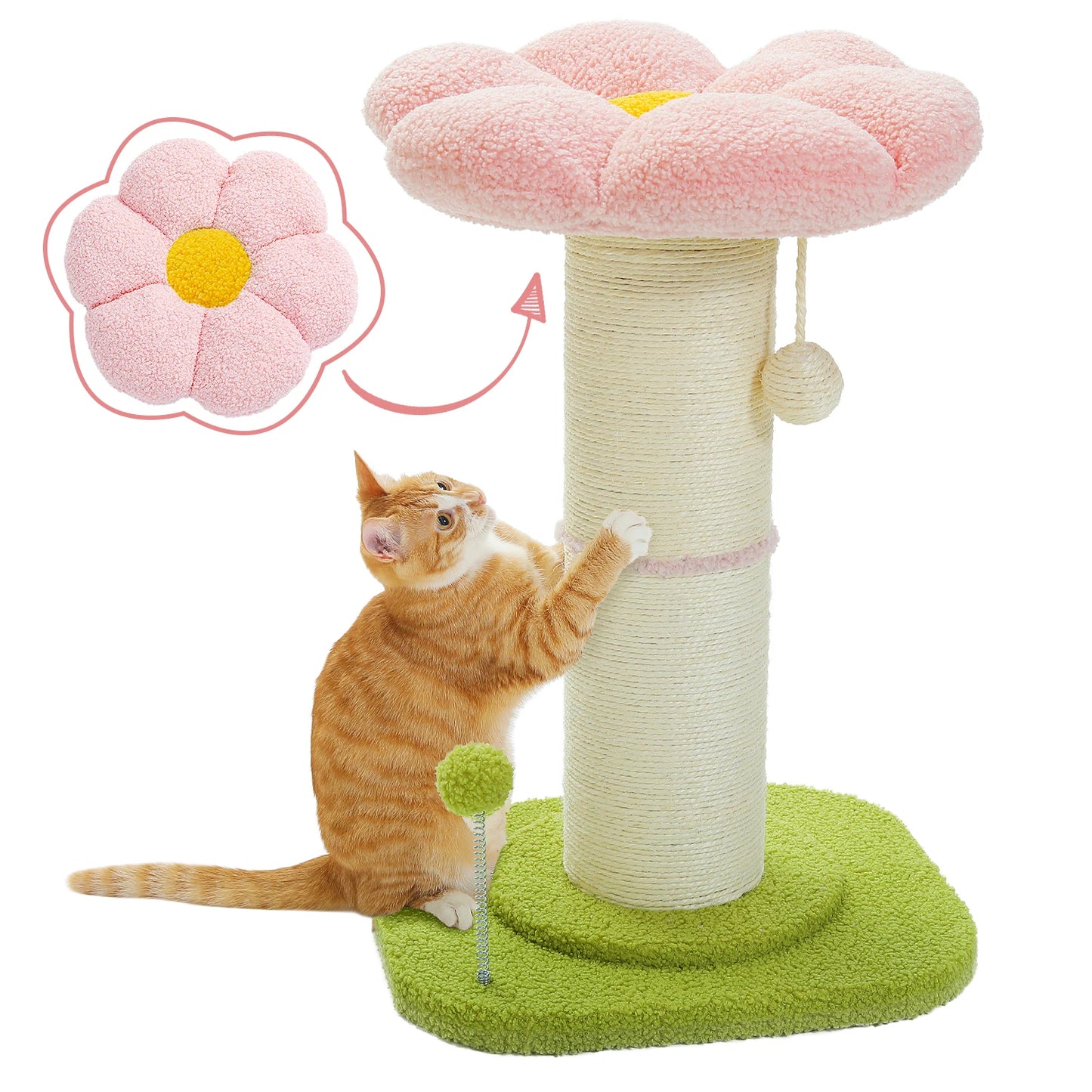 PEQULTICN Flower Cat Scratching Post Small Cat Tree Tower