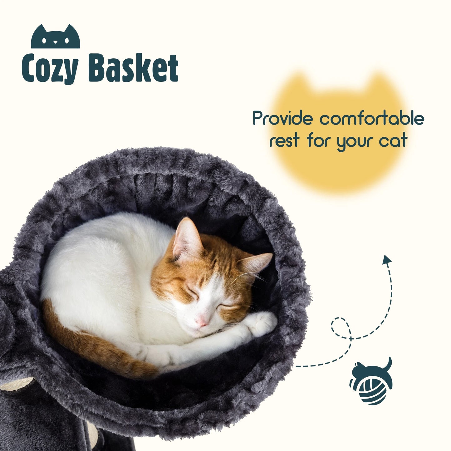 Hoomic Three Level Cat Tree Tower Cat Condo With Baskets