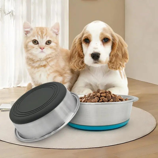 Stainless Steel Pet Bowl With Non-Slip Base, Heavy Duty Bowl