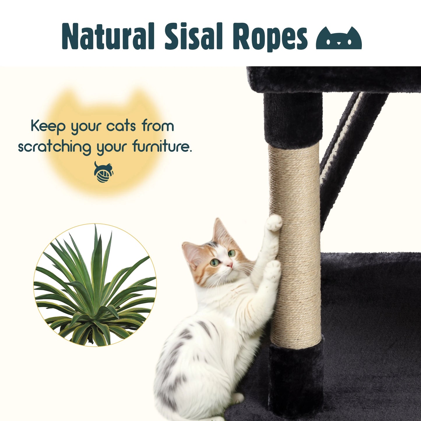 Hoomic Three Level Cat Tree Tower Cat Condo With Baskets