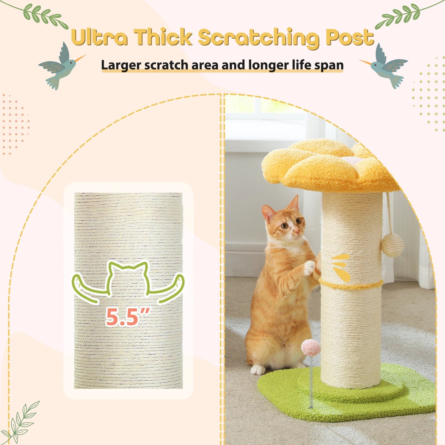 PEQULTICN Flower Cat Scratching Post Small Cat Tree Tower