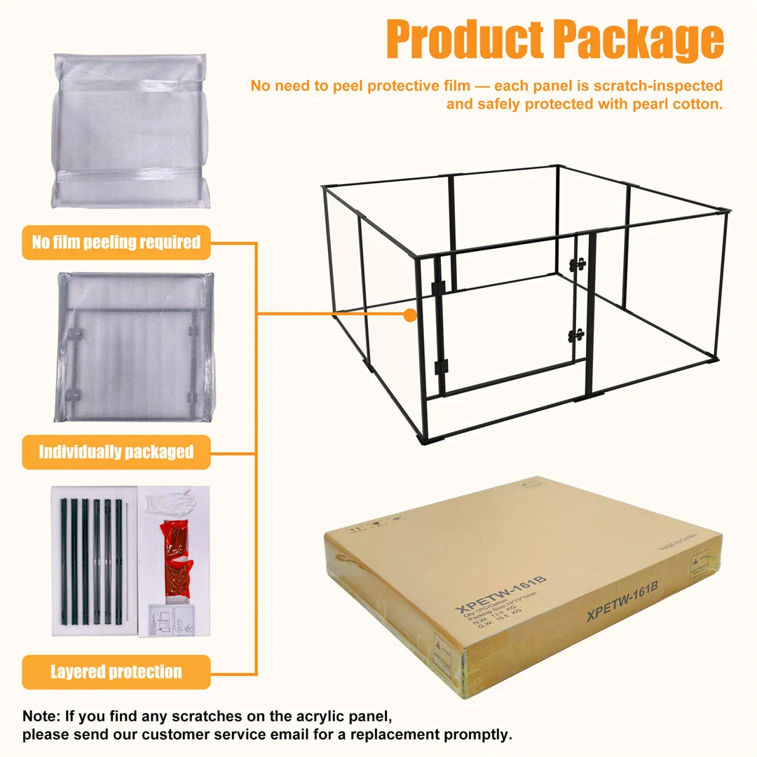 Bingopaw Acrylic 8 Panels Dog Playpen Indoor Exercise Fence