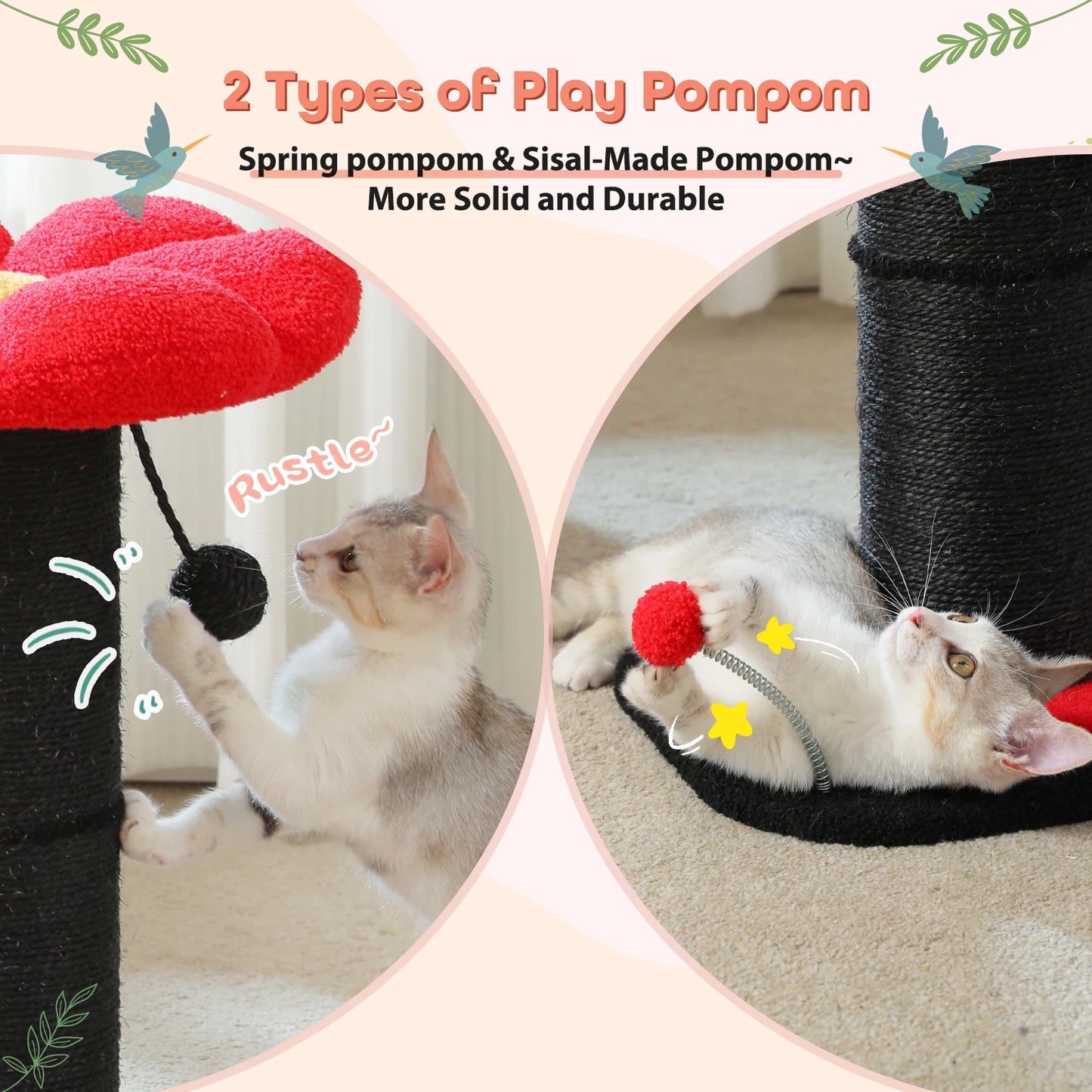 PEQULTICN Flower Cat Scratching Post Small Cat Tree Tower