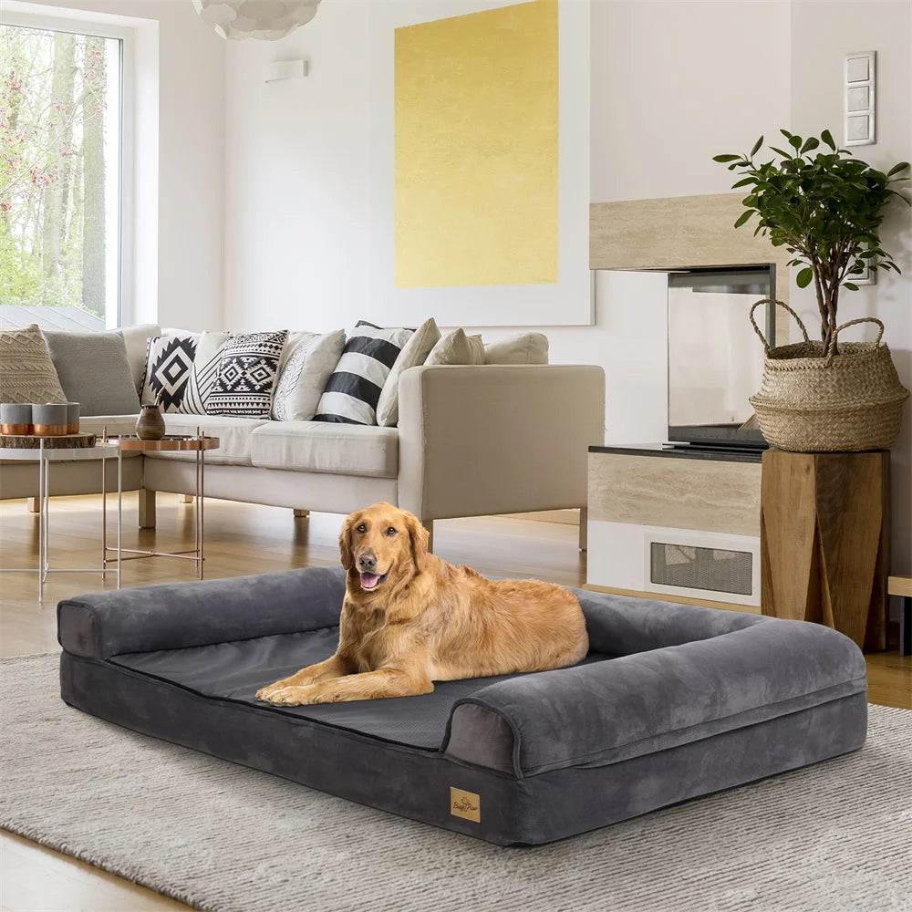 BORWARTCN Calming Orthopedic Memory Foam Dog Bed For Dogs