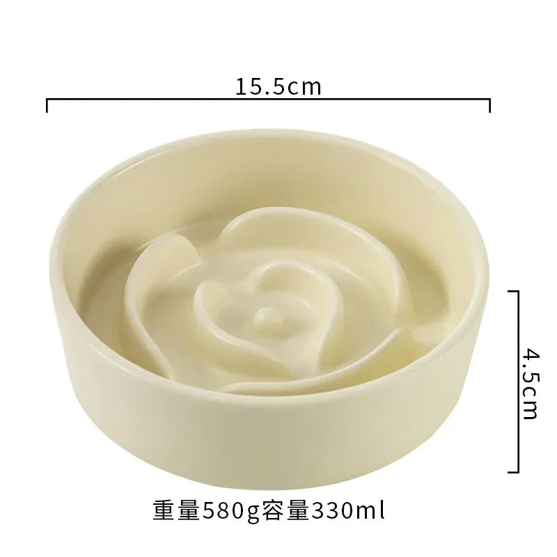 Ceramic Pet Slow Feeder Bowl For Cats And Small Dogs