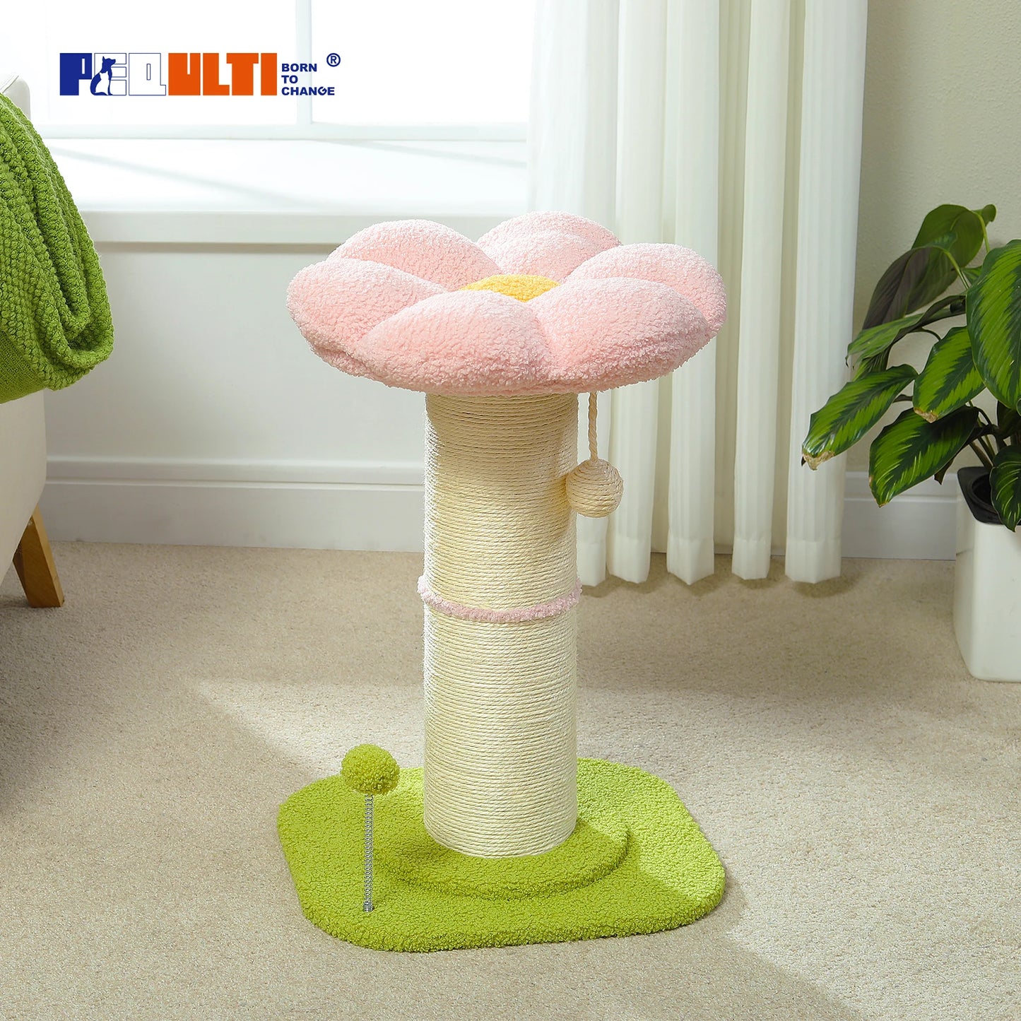 PEQULTICN Flower Cat Scratching Post Small Cat Tree Tower