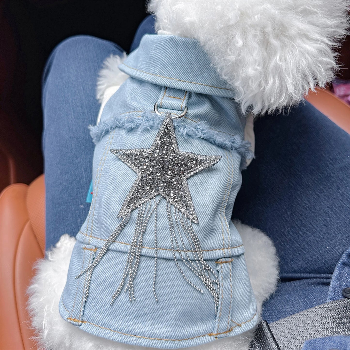 Guangdong Pet Denim Jacket Vest Costume For Dogs Cosplay