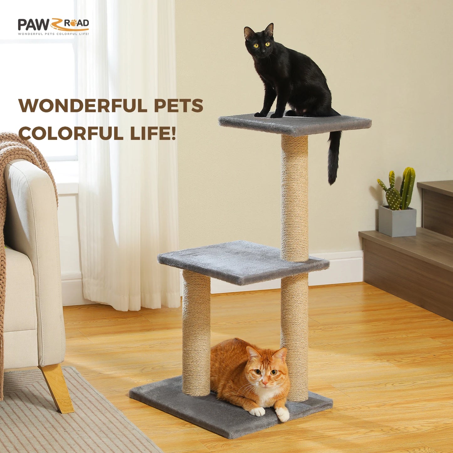 PAWZ Road Cat Tree Indoor Cats Activity Tower With Hammock