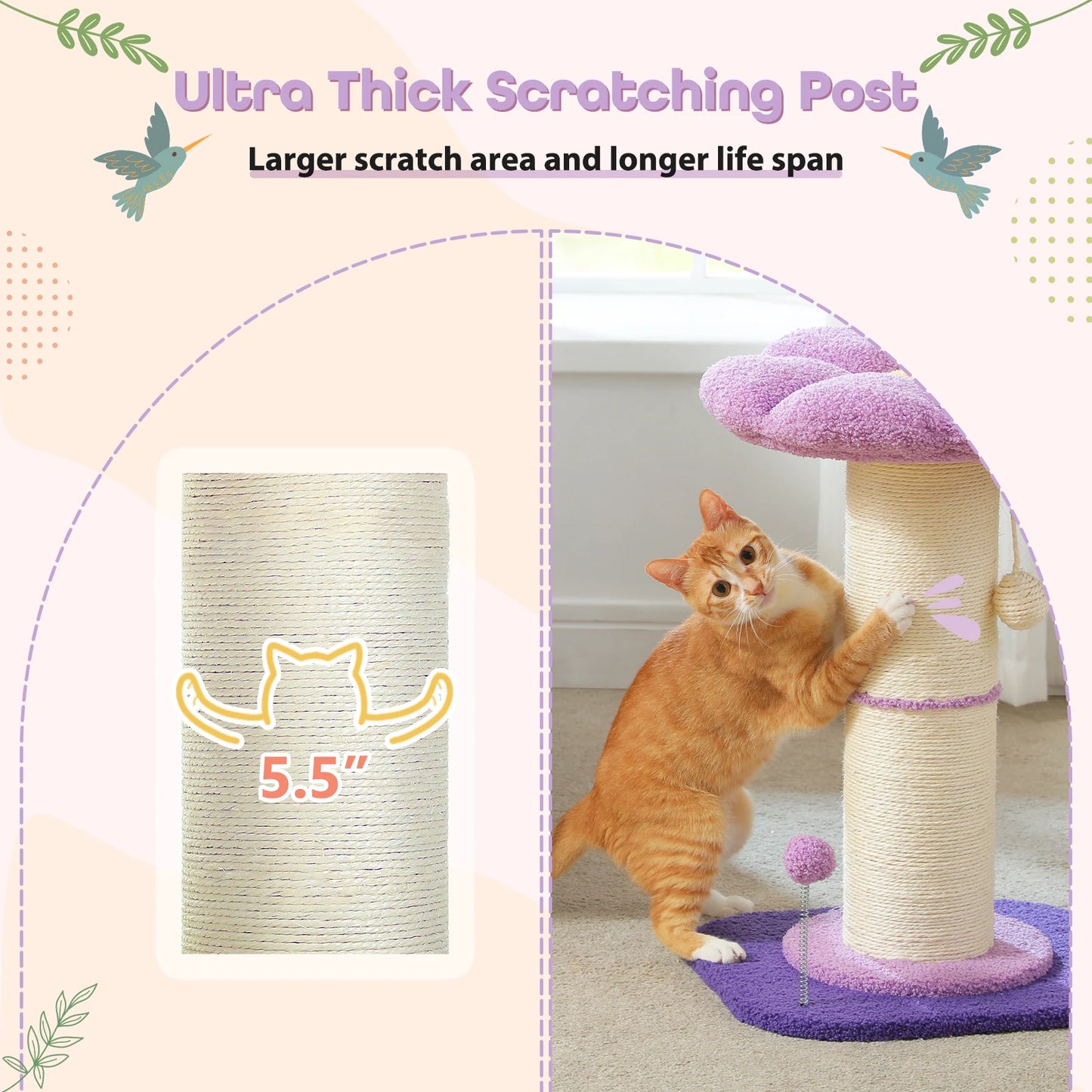 PEQULTICN Flower Cat Scratching Post Small Cat Tree Tower