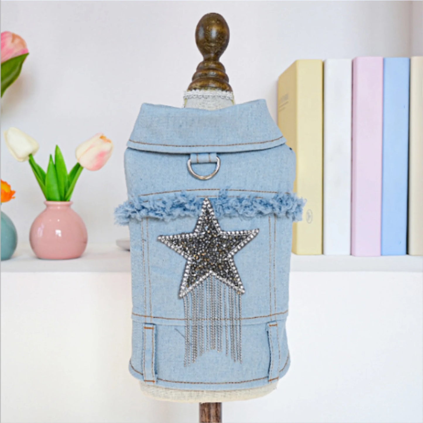 Guangdong Pet Denim Jacket Vest Costume For Dogs Cosplay